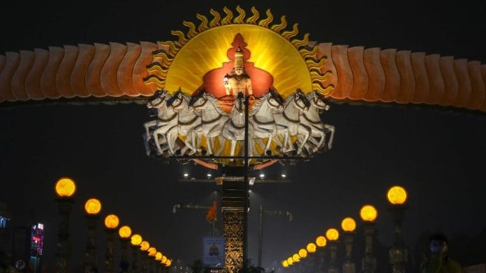 A decked-up intersection in Ayodhya ahead of consecration | Suraj Singh Bisht | ThePrint