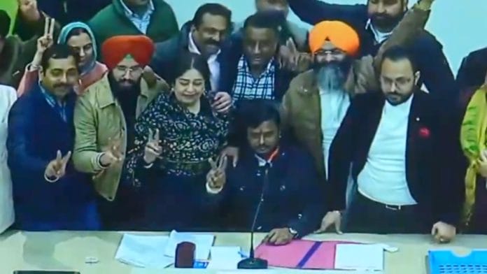 BJP wins Chandigarh mayoral elections with 16 votes to its mayor candidate Manoj Sonkar | Screengrab via X/@ANI