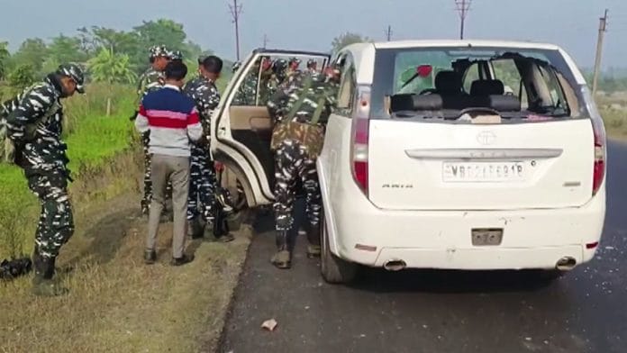 File photo of a vehicle of Enforcement Directorate (ED) team that was attacked during a raid in West Bengal's Sandeshkhali, in North 24 Parganas on 5 January | ANI