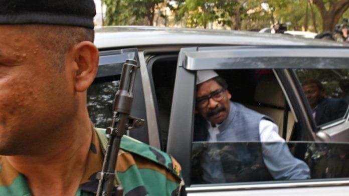 Jharkhand CM Hemant Soren photographed in Ranchi, Tuesday | ANI