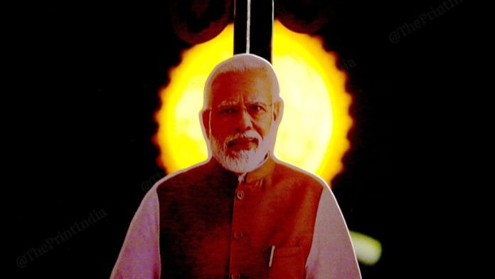 Cutout of PM Narendra Modi cutout near Lata Mangeshkar Chowk in Ayodhya | Praveen Jain | ThePrint