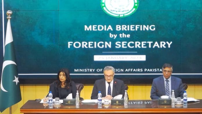 Pakistan's Foreign Secretary Muhammad Syrus Sajjad Qazi addressing press Thursday | X @ForeignOfficePk