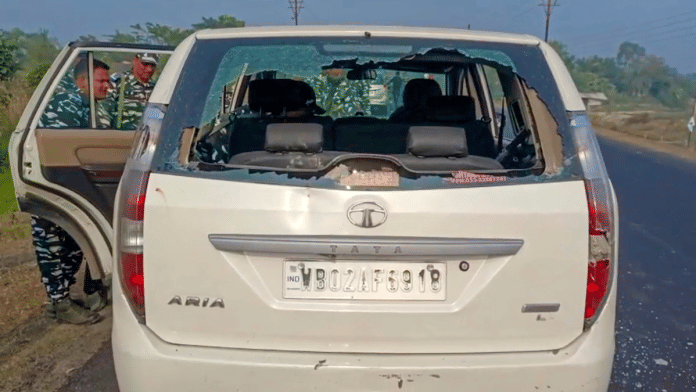 A vehicle which was damaged by the supporters of TMC strongman Sahajahan Sheikh | PTI