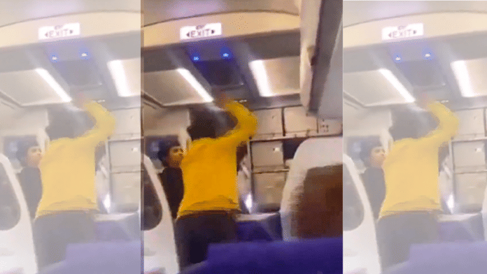 Still from a video of the unruly passenger, Sahil Katariya, slapping an IndiGo co-pilot | PTI