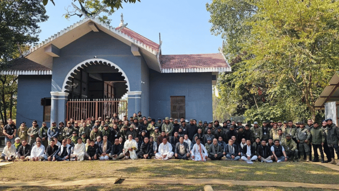 The group of MLAs and MPs who attended the meeting of Arambai Tenggol at Kangla Fort in Imphal | By Special Arrangement