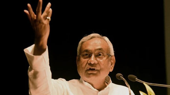 Bihar CM Nitish Kumar addressing a gathering in Patna | ANI Photo