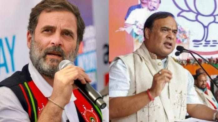 Congress leader Rahul Gandhi (L) and Assam CM Himanta Sarma Biswas | PTI and ANI File Photos