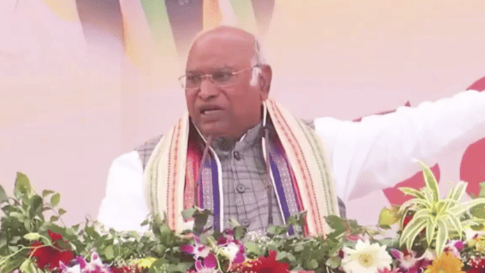 Mallikarjun Kharge addressing public meeting in Odisha, Monday | X/@kharge