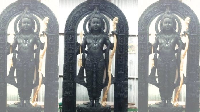 The Ram Lalla idol at the Shri Ram Janmbhoomi Mandir ahead of its 'Pran Pratishthan' ceremony, in Ayodhya, on 19 Jan 2023 | By special arrangement