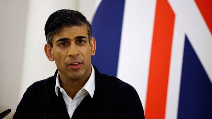 British Prime Minister Rishi Sunak attends a security accord signing ceremony, during a visit to Presidential Palace, in Kyiv, Ukraine, January 12, 2024 | Reuters