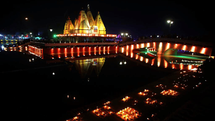 File photo of an illuminated Brahma Sarovar during International Gita Mahotsav in November 2023 | ANI