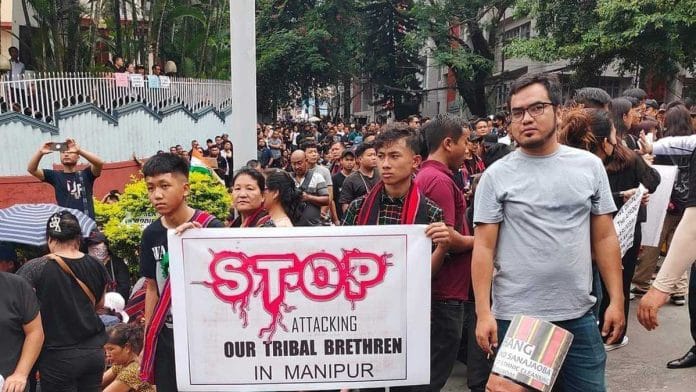 File photo of march organised by MSU to protest ongoing ethnic violence in Manipur | Representational image | Facebook @Mizo Students' Union