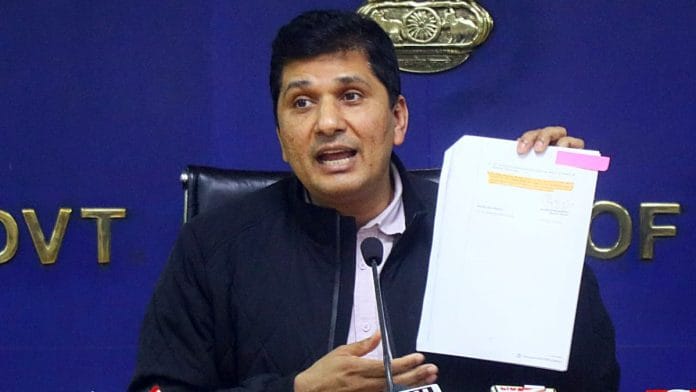 Delhi's Health Minister Saurabh Bharadwaj addresses a press conference in New Delhi | ANI file photo