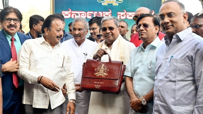 Karnataka CM Siddaramaiah ahead of presentation of state Budget at Vidhana Soudha in Bengaluru on 16 Feb, 2024 | ANI