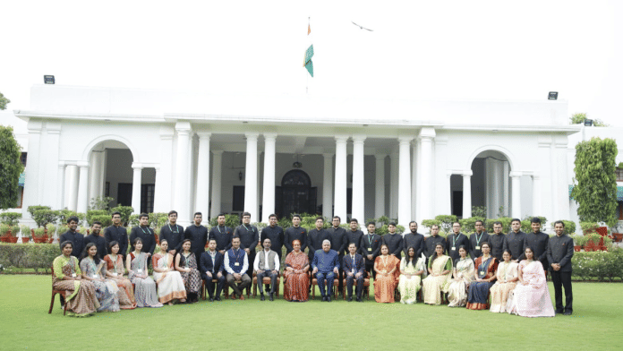 File photo of Vice-President Jagdeep Dhankhar with IFS trainee officers at his official residence in New Delhi | PIB