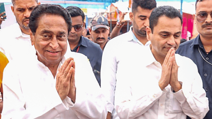 File photo of father-son duo Kamal Nath (L) and Nakul Nath (R) | ANI