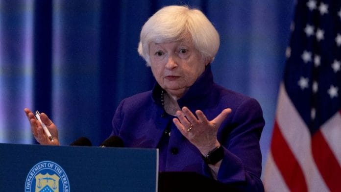 U.S. Treasury Secretary Janet Yellen attends a press conference in San Francisco, California, U.S., November 10, 2023. REUTERS/Carlos Barria/File Photo