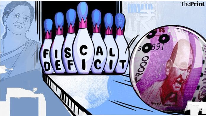 Representational image fiscal deficit, rupee