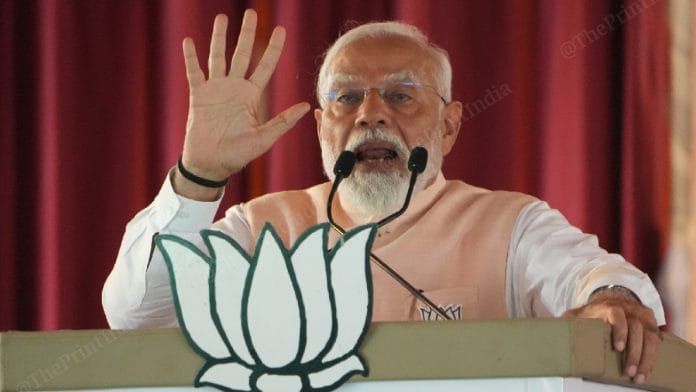 PM Modi kickstarted the BJP poll campaign in Uttar Pradesh’s Meerut with a mega rally | Photo Suraj Singh Bisht, ThePrint