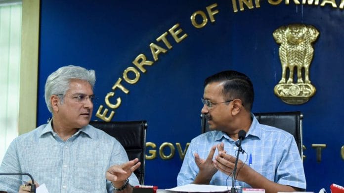 Arvind Kejriwal and Kailash Gahlot at a press conference in New Delhi last year | Photo: ANI