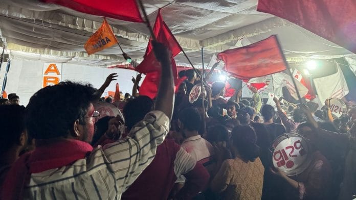 JNU students waiting for results to be announced for students' union elections | Photo: Sagrika Kissu, ThePrint