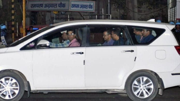 Delhi Chief Minister Arvind Kejriwal leaves Rouse Avenue Court after appearing for questioning in the excise policy case in New Delhi Friday | ANI