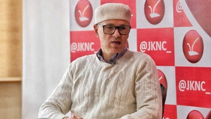 Omar Abdullah at his party office, Srinagar | Praveen Jain | ThePrint