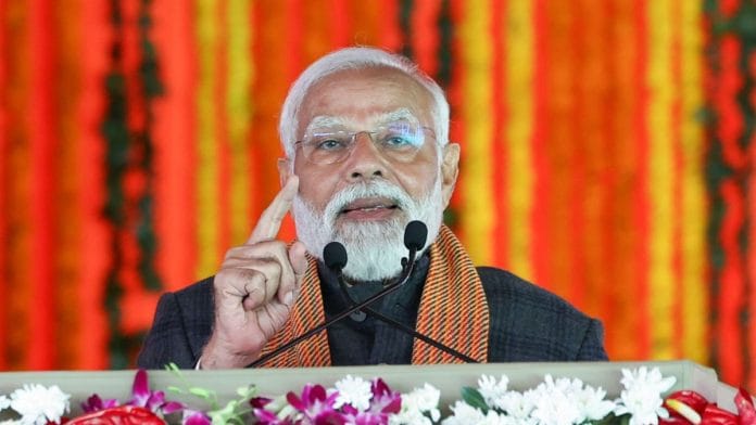 PM Narendra Modi addresses a gathering during the 'Viksit Bharat Viksit Jammu Kashmir' program | ANI