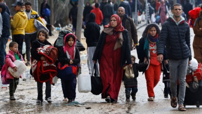 Palestinians fleeing Khan Younis, due to the Israeli ground operation, move towards Rafah, amid the ongoing conflict between Israel and the Palestinian Islamist group Hamas, in the southern Gaza Strip, January 29, 2024 | Representational image | Reuters
