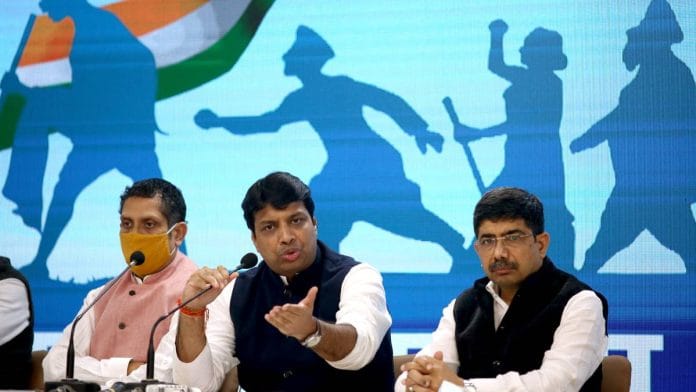 Rohan Gupta (centre) at a press conference in New Delhi in 2021 | Photo: ANI