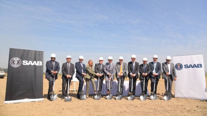 Saab officials & representatives of Swedish govt at facility in Haryana, Monday | Courtesy: Saab