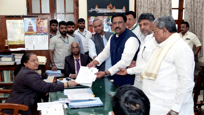 File photo of Congress's Syed Naseer Hussain filing his nomination papers for the Rajya Sabha polls | ANI