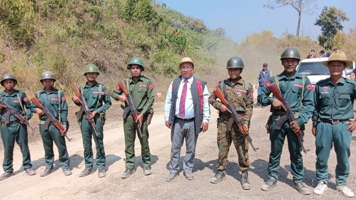 Mizoram Rajya Sabha MP K. Vanlalvena with Arakan Army militants | Photo Credit: Directorate of Information and Public Relations, Government of Mizoram