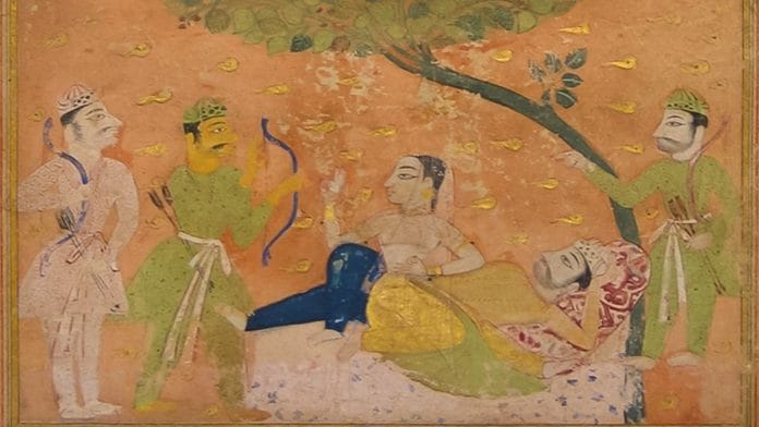 Laur and Chanda in the Forest, Folio from a Chandayana (or Laur Chanda), Maulana Da'ud, Mughal, Northern or Central India 1525–50, Opaque watercolour, ink and gold on paper, 25.5 x 19.4 cm, Image courtesy of The Metropolitan Museum of Art