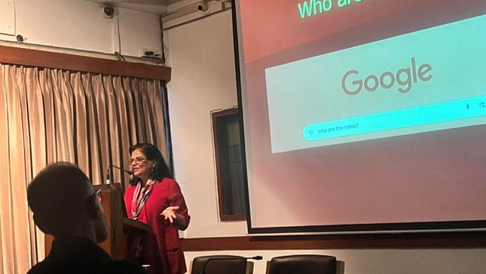 Punita G. Singh during the lecture on Roma ethnic group at India International Centre | Photo: Monami Gogoi | ThePrint