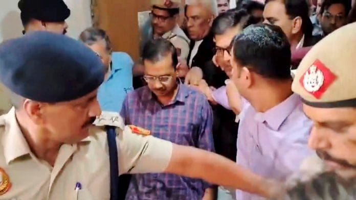 Delhi Chief Minister Arvind Kejriwal comes out of the Rouse Avenue Court after appearing in the Enforcement Directorate summons case, in New Delhi, Saturday, March 16, 2024 | PTI