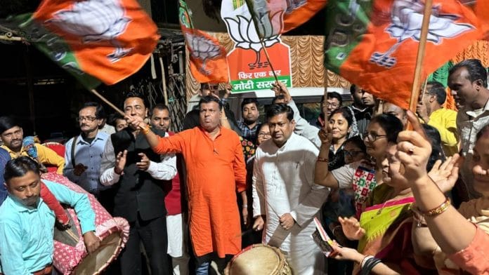 West Bengal BJP president Sukanta Majumdar celebrates Centre notifying CAA rules with party workers at the BJP's South Dinajpur district office | Credit: Sukanta Majumdar/x