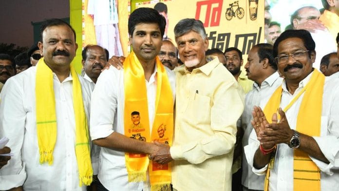 YSRCP Narasaraopet MP Lavu Srikrishna Devarayalu joined the TDP Saturday in the presence of Chandrababu Naidu at a rally in Palnadu | By special arrangement