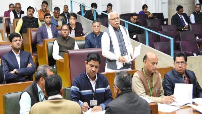 File photo of Haryana Chief Minister Manohar Lal Khatter in the state assembly | ANI