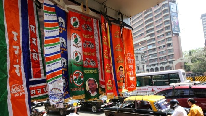 Stoles of different Indian political parties are on display in shop in the western Indian City of Mumbai on 10 March 2009 | Representational image | Flickr