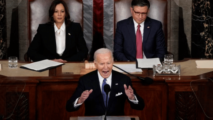 US President Joe Biden during the Union State of Address | Reuters