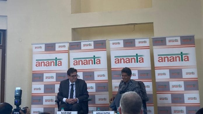 David Pine, High Commissioner of New Zealand to India in conversation with Indrani Bagchi at the Ananta Centre | Source: Keshav Padmanabhan, ThePrint