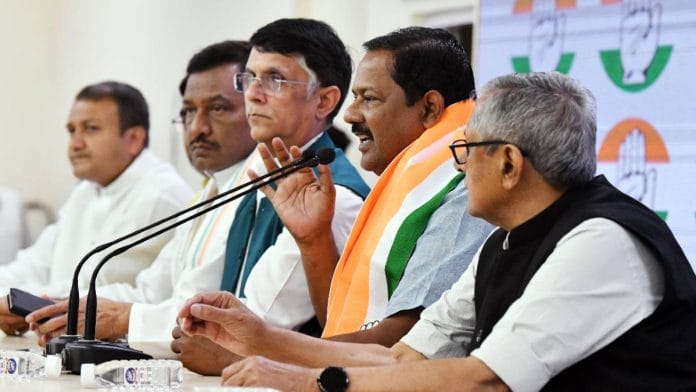 Ajay Nishad addresses the media after joining the Congress in New Delhi Tuesday | Photo: ANI