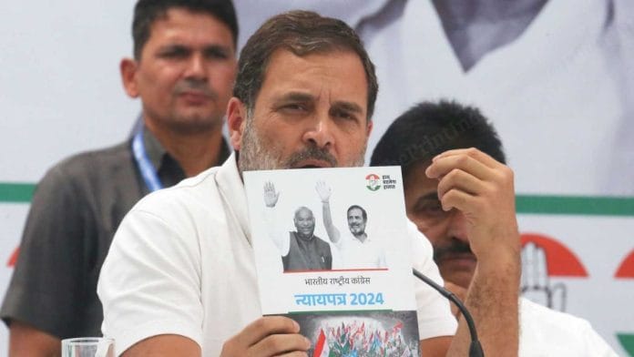 Congress party releases election manifesto 'Nyay Patra' for Lok Sabha polls 2024 | Photo: Praveen Jain/ThePrint
