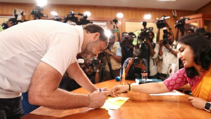 Rahul Gandhi files his nomination papers ahead of the Lok Sabha elections in Wayanad | Photo: ANI