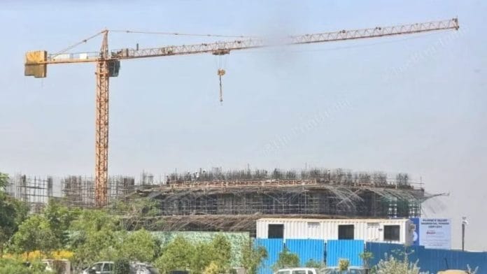 Construction work at one of the tallest residential tower in GIFT City in Gujarat. | Photo: Praveen Jain/ThePrint