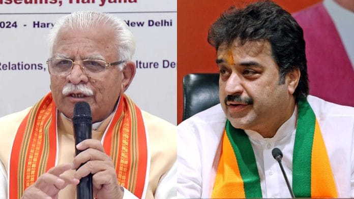 Former Haryana chief minister Manohar Lal Khattar and former MP Kuldeep Bishnoi | ANI file photos