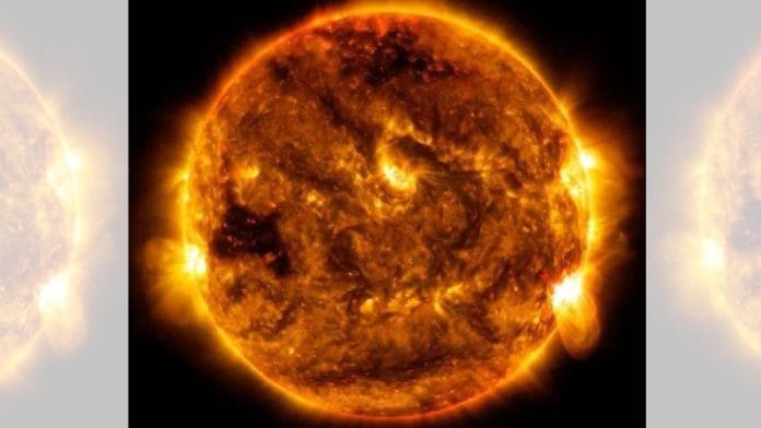 The bright patches of moss appear around and above a group of sunspots, lower-temperature regions that appear as dark spots on the sun's surface in imagery. | NASA