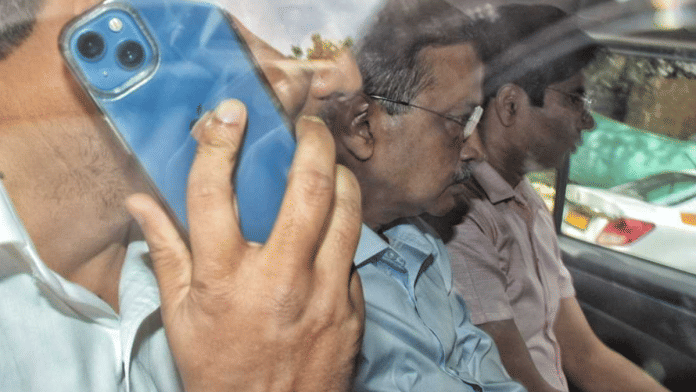 File photo of Delhi Chief Minister Arvind Kejriwal reaching Rouse Avenue court in New Delhi | Suraj Singh Bisht | ThePrint