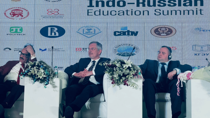 Russian ambassador Denis Alipov at the Indo-Russian Education Summit in New Delhi | Credit: @RusEmbIndia